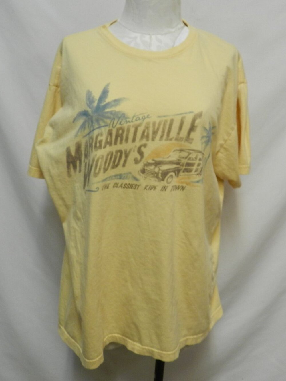 Vintage Margaritaville Woody's knit yellow t shirt top Cotton Size Sz 2XL XXL